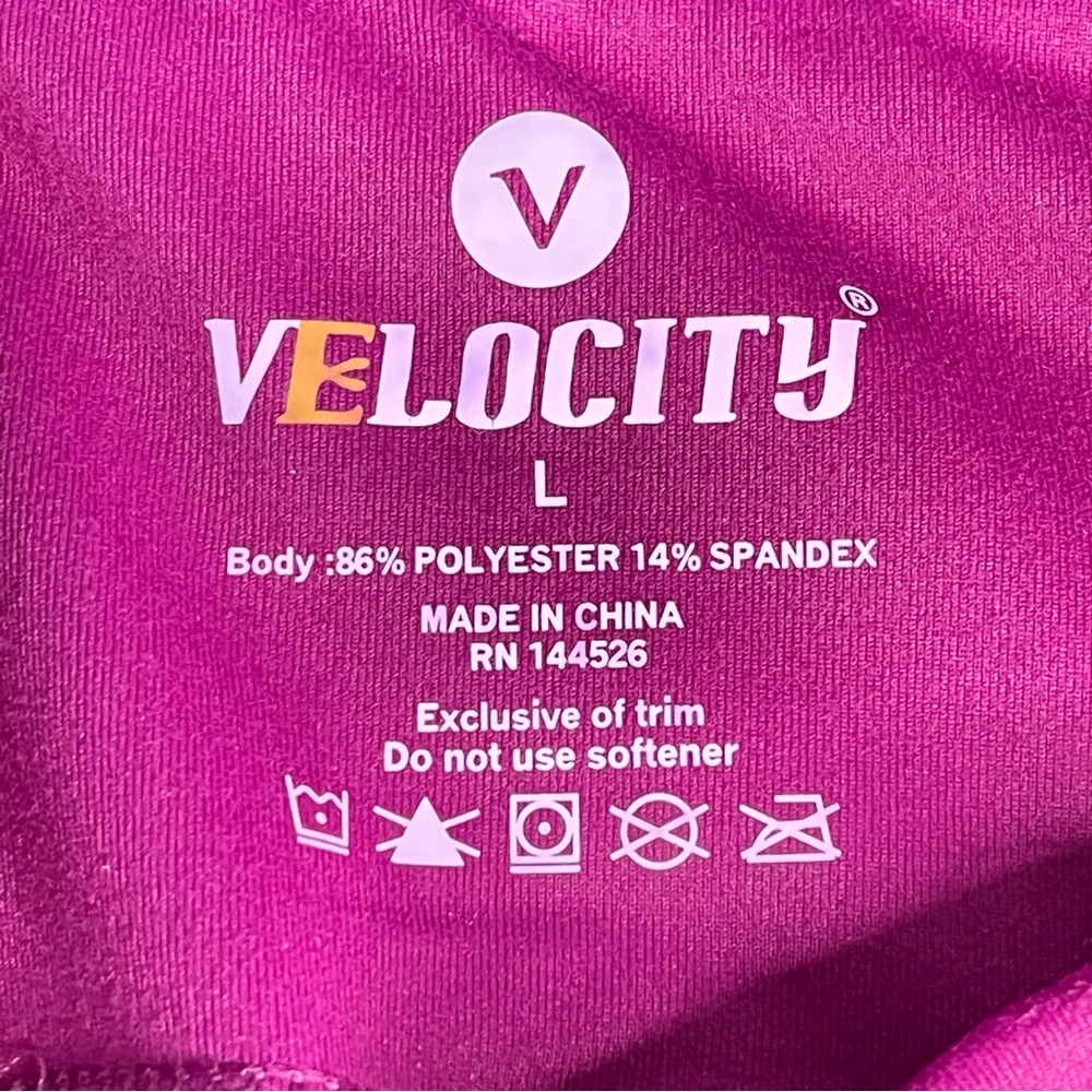 VELOSITY Leggings Activewear Athleisure Magenta Pocket Stretch Casual Size L - Picture 3 of 8